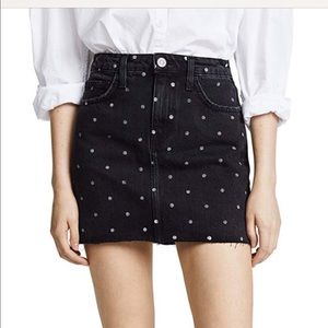 NWT Current/Elliott Polka Dot Raw Hem Denim Skirt